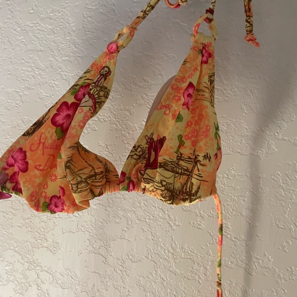 No Boundaries Floral Bikini Top - Orange and Pink